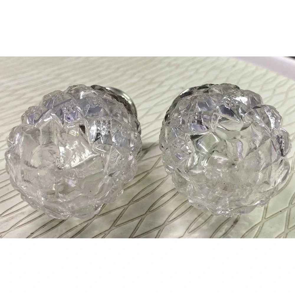 Vintage Mid Century Clear Leaded Crystal Pineapple Pattern Salt & Pepper Shakers